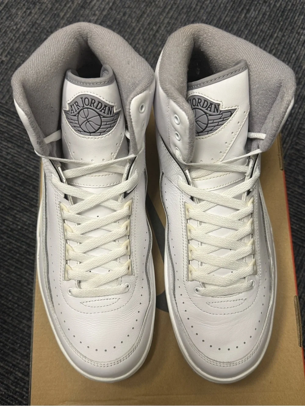 Jordan 2 Retro Cement Grey - Men's White and Gray High-Top Sneakers